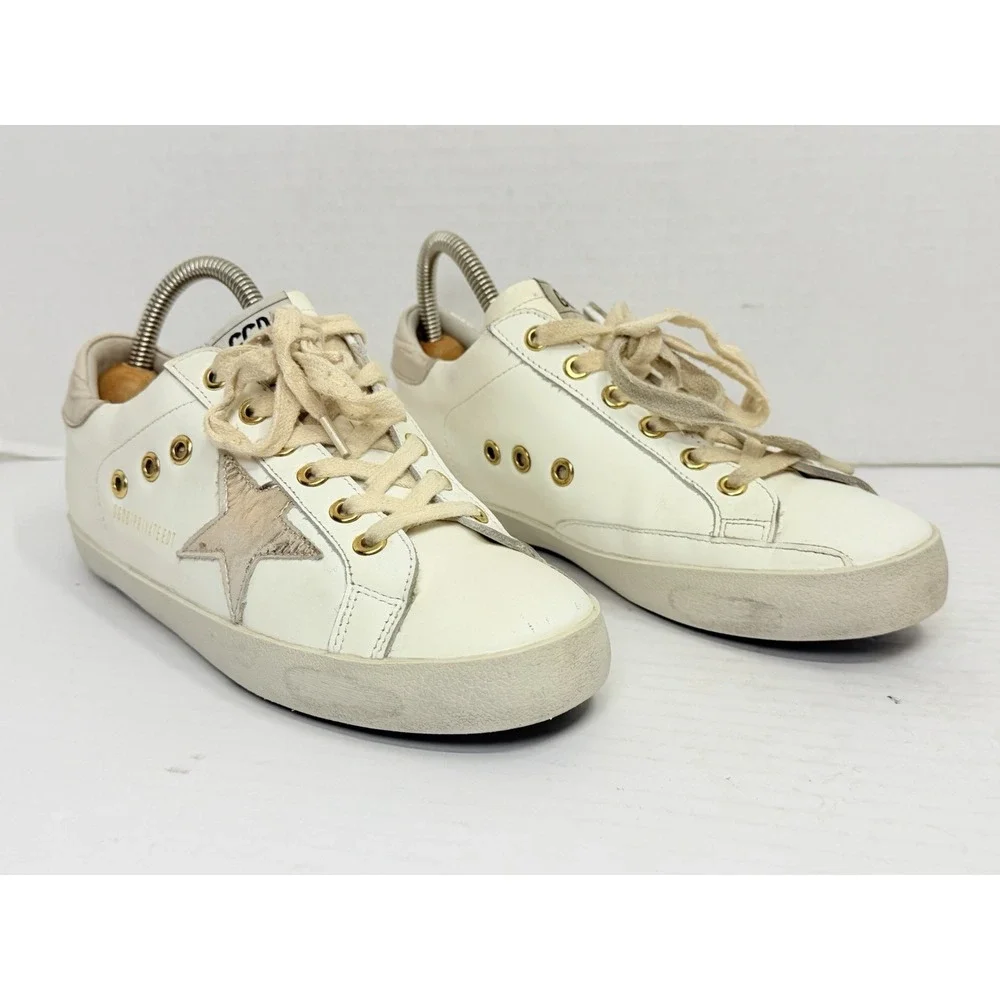 Golden Goose GGDB Superstar Private Ed White Gold Star US 9 EU 39 Low Leather